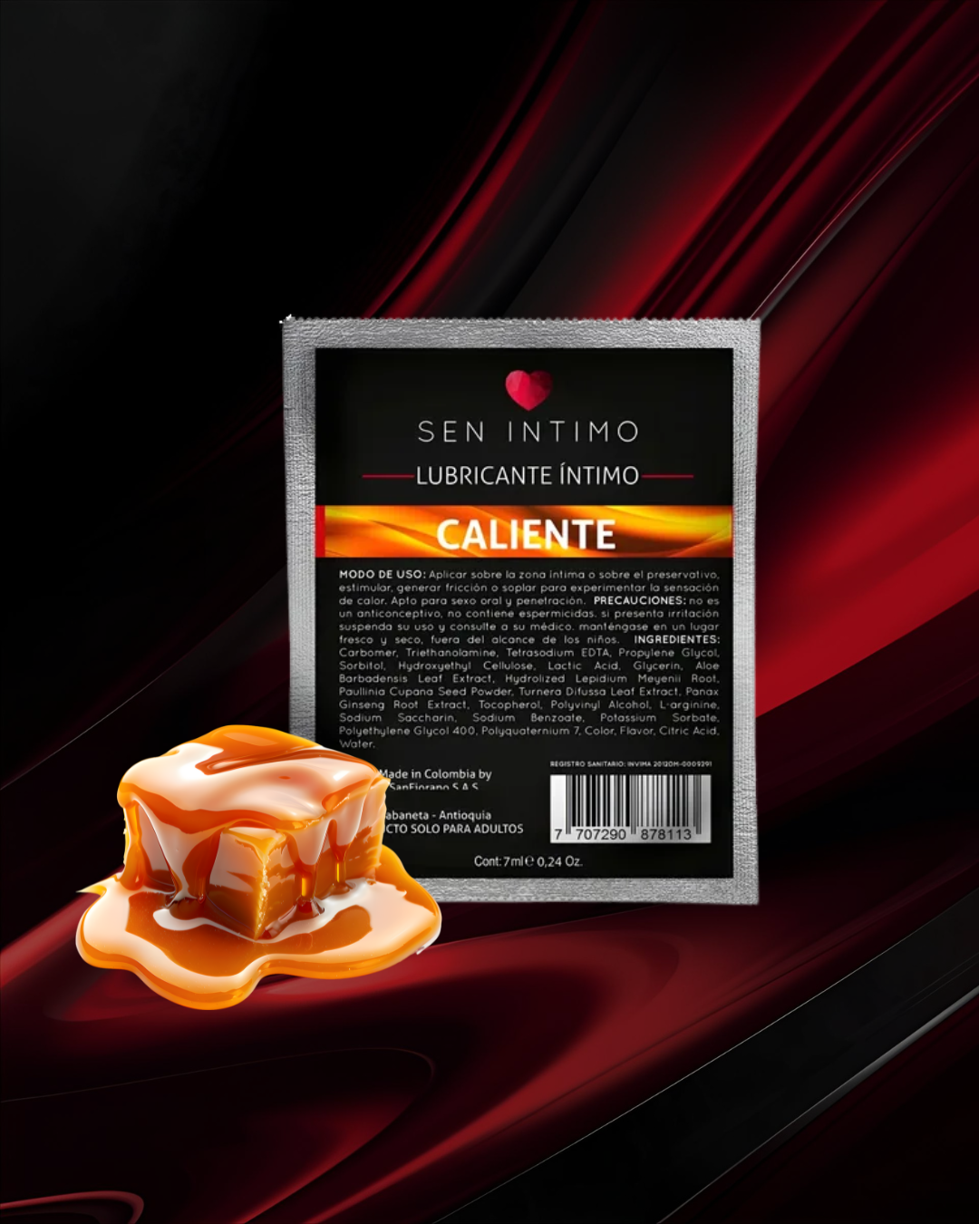 LUB INTIMO CALIENTE X 7 ML SACHET CARAMELO